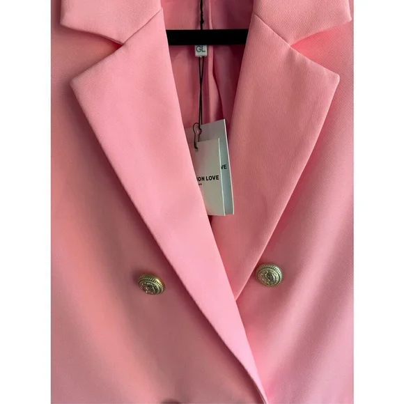 Generation Love Leighton Double-Breasted Crepe Blazer in Cotton Candy Size XS Blazers & Suit Jackets